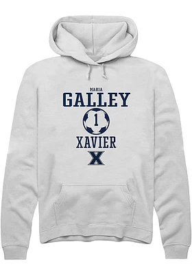 Maria Galley  Rally Xavier Musketeers Mens White NIL Sport Icon Long Sleeve Hoodie