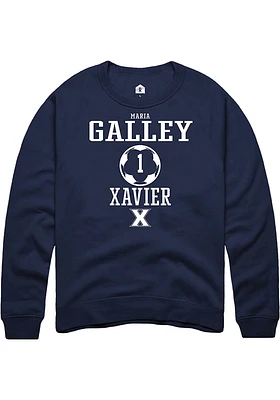 Maria Galley  Rally Xavier Musketeers Mens Navy Blue NIL Sport Icon Long Sleeve Crew Sweatshirt