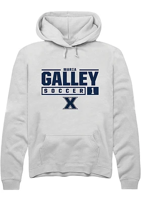 Maria Galley  Rally Xavier Musketeers Mens White NIL Stacked Box Long Sleeve Hoodie