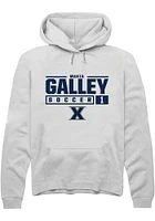 Maria Galley  Rally Xavier Musketeers Mens White NIL Stacked Box Long Sleeve Hoodie