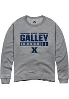 Maria Galley  Rally Xavier Musketeers Mens Graphite NIL Stacked Box Long Sleeve Crew Sweatshirt