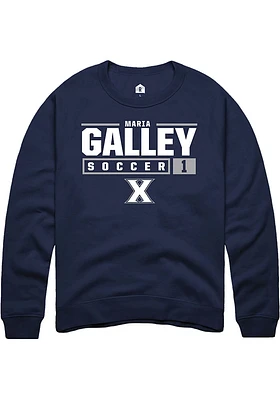 Maria Galley  Rally Xavier Musketeers Mens Navy Blue NIL Stacked Box Long Sleeve Crew Sweatshirt