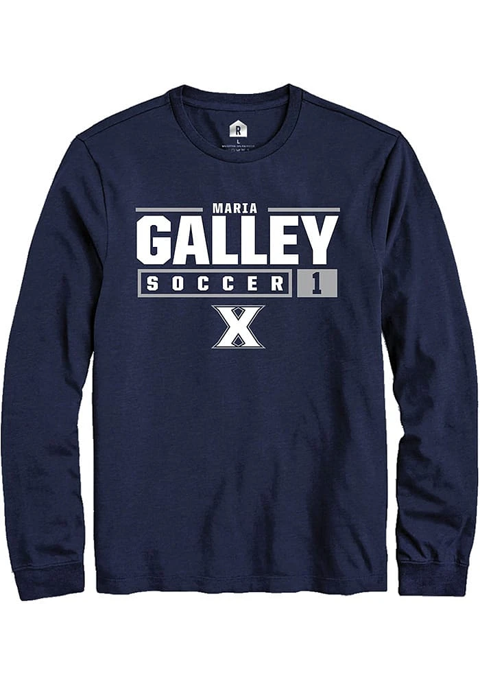 Maria Galley  Xavier Musketeers Navy Blue Rally NIL Stacked Box Long Sleeve T Shirt