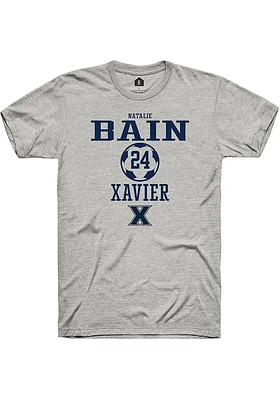 Natalie Bain  Xavier Musketeers Ash Rally NIL Sport Icon Short Sleeve T Shirt