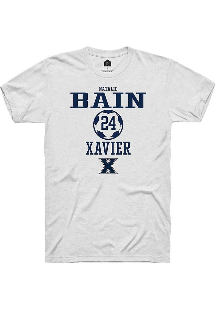 Natalie Bain  Xavier Musketeers White Rally NIL Sport Icon Short Sleeve T Shirt