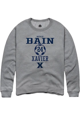 Natalie Bain  Rally Xavier Musketeers Mens Graphite NIL Sport Icon Long Sleeve Crew Sweatshirt