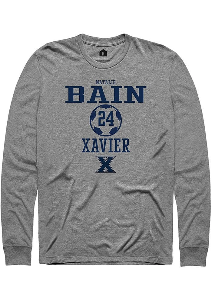 Natalie Bain  Xavier Musketeers Graphite Rally NIL Sport Icon Long Sleeve T Shirt