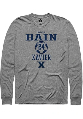 Natalie Bain  Xavier Musketeers Grey Rally NIL Sport Icon Long Sleeve T Shirt