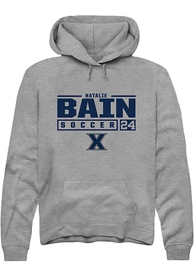 Natalie Bain  Rally Xavier Musketeers Mens Graphite NIL Stacked Box Long Sleeve Hoodie