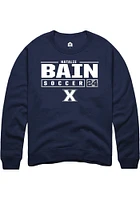 Natalie Bain  Rally Xavier Musketeers Mens Navy Blue NIL Stacked Box Long Sleeve Crew Sweatshirt