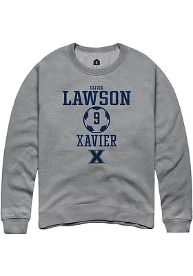 Olivia Lawson  Rally Xavier Musketeers Mens Graphite NIL Sport Icon Long Sleeve Crew Sweatshirt