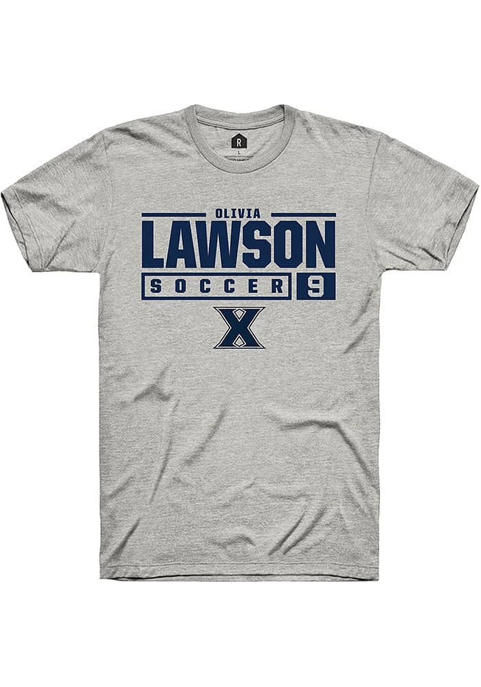 Olivia Lawson  Xavier Musketeers Ash Rally NIL Stacked Box Short Sleeve T Shirt