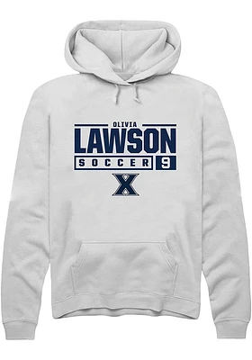 Olivia Lawson  Rally Xavier Musketeers Mens White NIL Stacked Box Long Sleeve Hoodie