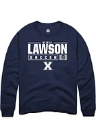 Olivia Lawson  Rally Xavier Musketeers Mens Navy Blue NIL Stacked Box Long Sleeve Crew Sweatshir..