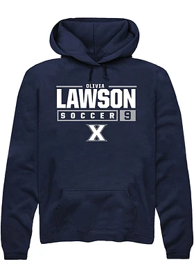 Olivia Lawson  Rally Xavier Musketeers Mens Navy Blue NIL Stacked Box Long Sleeve Hoodie