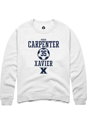 Reese Carpenter  Rally Xavier Musketeers Mens White NIL Sport Icon Long Sleeve Crew Sweatshirt