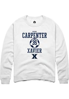 Reese Carpenter  Rally Xavier Musketeers Mens White NIL Sport Icon Long Sleeve Crew Sweatshirt