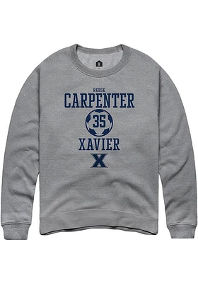 Reese Carpenter  Rally Xavier Musketeers Mens Graphite NIL Sport Icon Long Sleeve Crew Sweatshirt