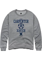 Reese Carpenter  Rally Xavier Musketeers Mens Graphite NIL Sport Icon Long Sleeve Crew Sweatshirt