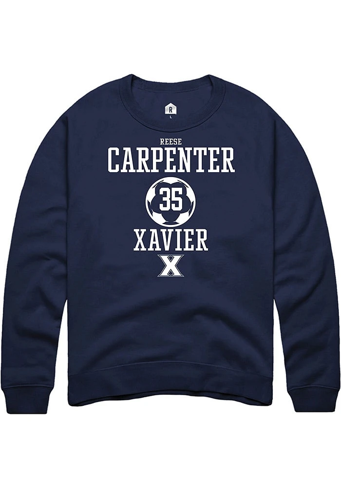 Reese Carpenter  Rally Xavier Musketeers Mens Navy Blue NIL Sport Icon Long Sleeve Crew Sweatshirt