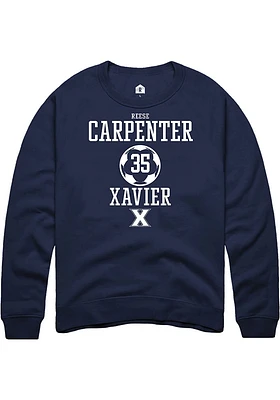 Reese Carpenter  Rally Xavier Musketeers Mens Navy Blue NIL Sport Icon Long Sleeve Crew Sweatshirt