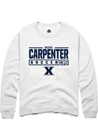 Reese Carpenter  Rally Xavier Musketeers Mens White NIL Stacked Box Long Sleeve Crew Sweatshirt