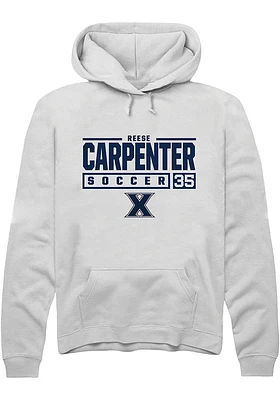 Reese Carpenter  Rally Xavier Musketeers Mens White NIL Stacked Box Long Sleeve Hoodie