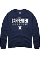 Reese Carpenter  Rally Xavier Musketeers Mens Navy Blue NIL Stacked Box Long Sleeve Crew Sweatshir..