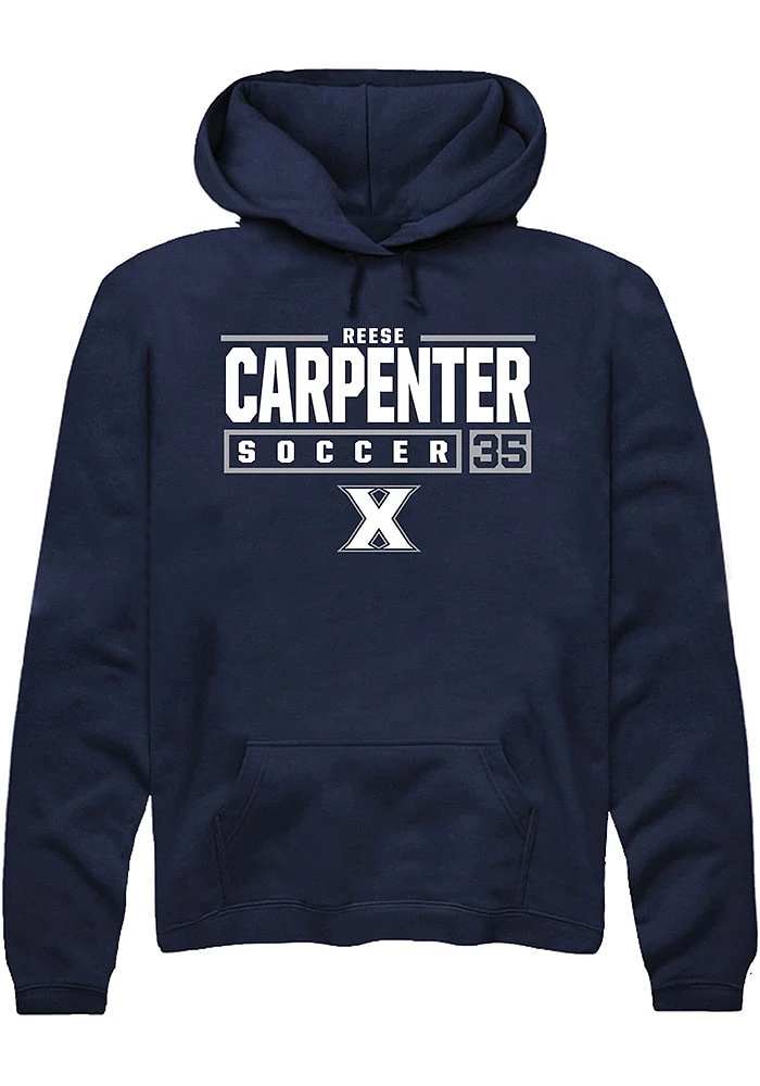 Reese Carpenter  Rally Xavier Musketeers Mens Navy Blue NIL Stacked Box Long Sleeve Hoodie