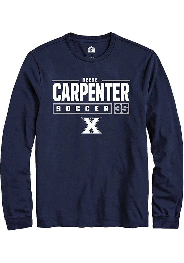 Reese Carpenter  Xavier Musketeers Navy Blue Rally NIL Stacked Box Long Sleeve T Shirt