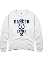 Regan Dancer  Rally Xavier Musketeers Mens White NIL Sport Icon Long Sleeve Crew Sweatshirt
