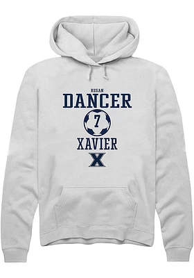 Regan Dancer  Rally Xavier Musketeers Mens White NIL Sport Icon Long Sleeve Hoodie