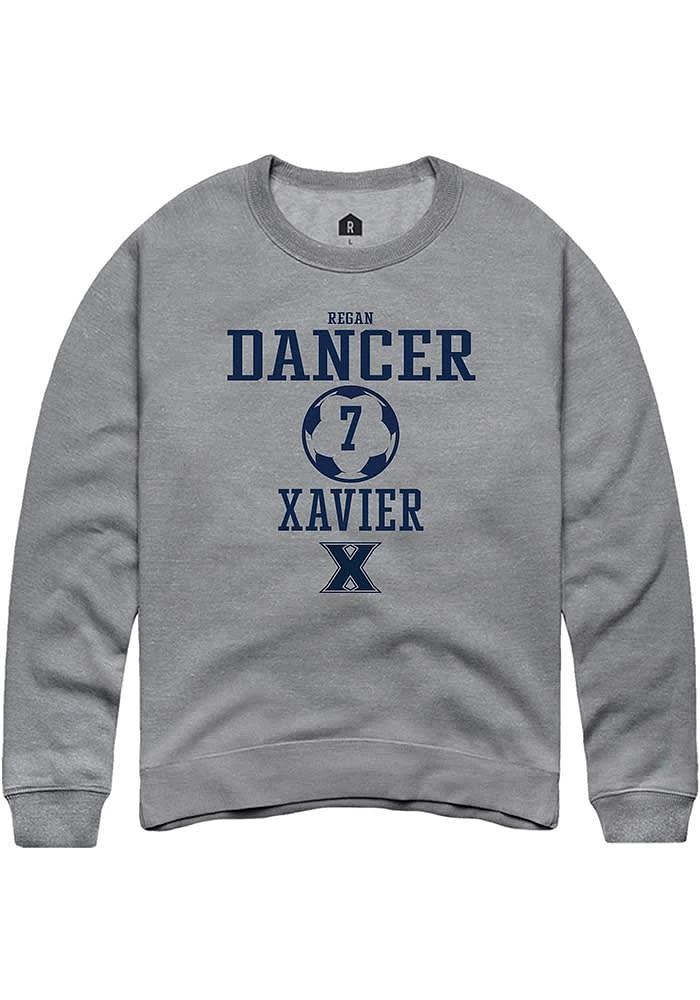 Regan Dancer Rally Xavier Musketeers Mens Graphite NIL Sport Icon Long Sleeve Crew Sweatshirt
