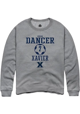 Regan Dancer  Rally Xavier Musketeers Mens Graphite NIL Sport Icon Long Sleeve Crew Sweatshirt