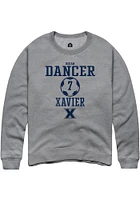 Regan Dancer  Rally Xavier Musketeers Mens Graphite NIL Sport Icon Long Sleeve Crew Sweatshirt