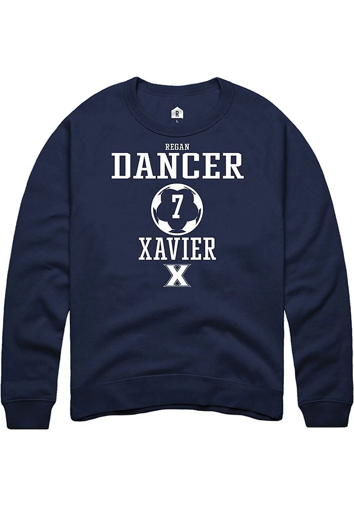 Regan Dancer Rally Xavier Musketeers Mens Navy Blue NIL Sport Icon Long Sleeve Crew Sweatshirt