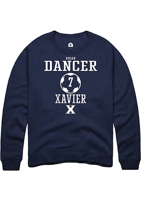 Regan Dancer  Rally Xavier Musketeers Mens Navy Blue NIL Sport Icon Long Sleeve Crew Sweatshirt