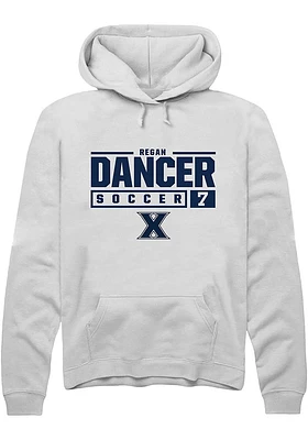 Regan Dancer  Rally Xavier Musketeers Mens White NIL Stacked Box Long Sleeve Hoodie