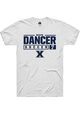 Regan Dancer  Xavier Musketeers White Rally NIL Stacked Box Short Sleeve T Shirt