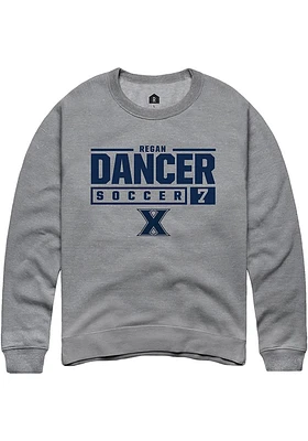 Regan Dancer  Rally Xavier Musketeers Mens Graphite NIL Stacked Box Long Sleeve Crew Sweatshirt