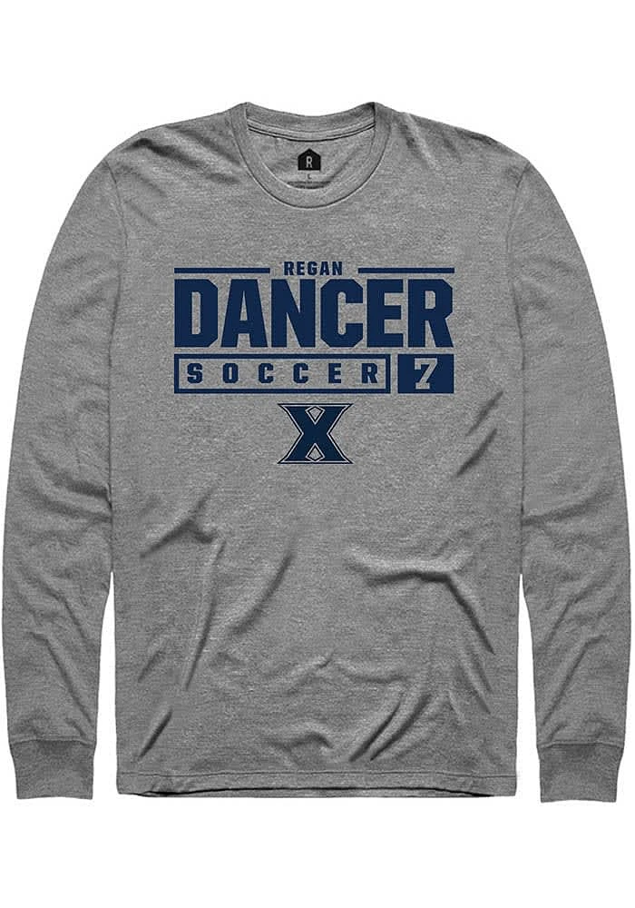 Regan Dancer Xavier Musketeers Graphite Rally NIL Stacked Box Long Sleeve T Shirt