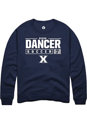 Regan Dancer  Rally Xavier Musketeers Mens Navy Blue NIL Stacked Box Long Sleeve Crew Sweatshirt