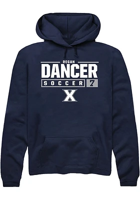 Regan Dancer  Rally Xavier Musketeers Mens Navy Blue NIL Stacked Box Long Sleeve Hoodie