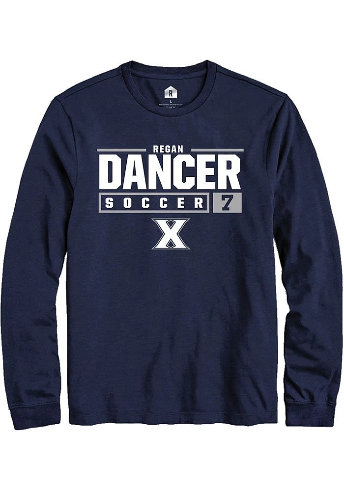 Regan Dancer Xavier Musketeers Navy Blue Rally NIL Stacked Box Long Sleeve T Shirt