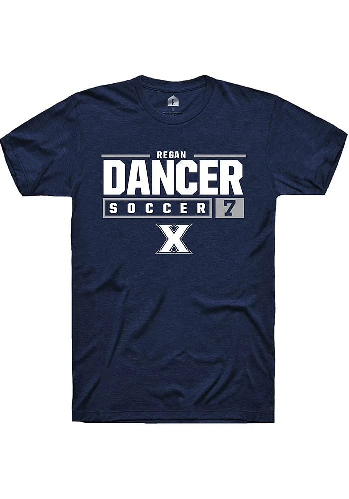 Regan Dancer Xavier Musketeers Navy Blue Rally NIL Stacked Box Short Sleeve T Shirt