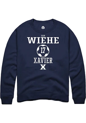 Sam Wiehe  Rally Xavier Musketeers Mens Navy Blue NIL Sport Icon Long Sleeve Crew Sweatshirt