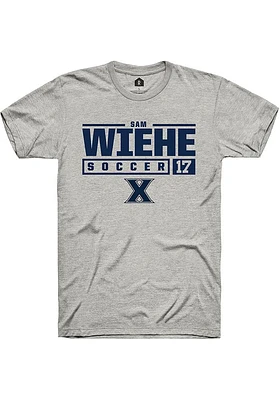 Sam Wiehe  Xavier Musketeers Ash Rally NIL Stacked Box Short Sleeve T Shirt