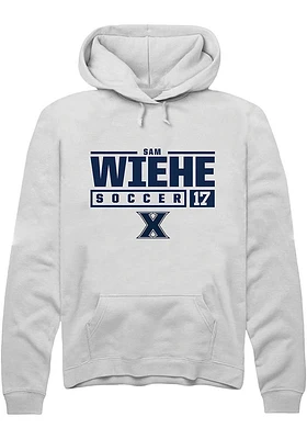 Sam Wiehe  Rally Xavier Musketeers Mens White NIL Stacked Box Long Sleeve Hoodie