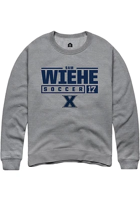 Sam Wiehe  Rally Xavier Musketeers Mens Graphite NIL Stacked Box Long Sleeve Crew Sweatshirt