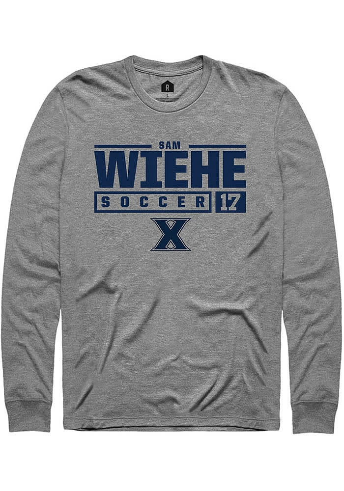 Sam Wiehe  Xavier Musketeers Graphite Rally NIL Stacked Box Long Sleeve T Shirt